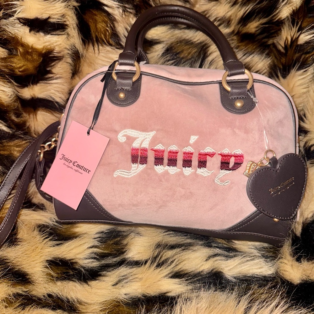 NEW WITH TAGS Juicy Couture Pink and Brown Bowler Bag Purse
